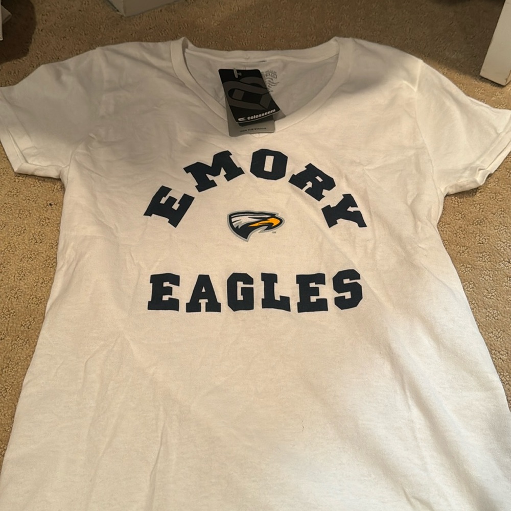 Vintage Eagle Mascot Emory University shirt collection B-neck white tee